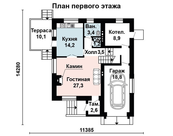 Проект двухэтажного дома с 3 спальнями